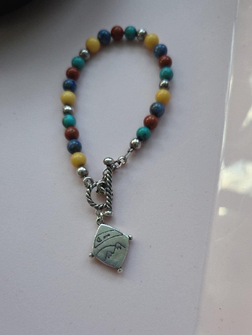 Carolyn Pollack Sterling Silver Mountain Pendant Bracelet With Colored Stones - Picture 4 of 5